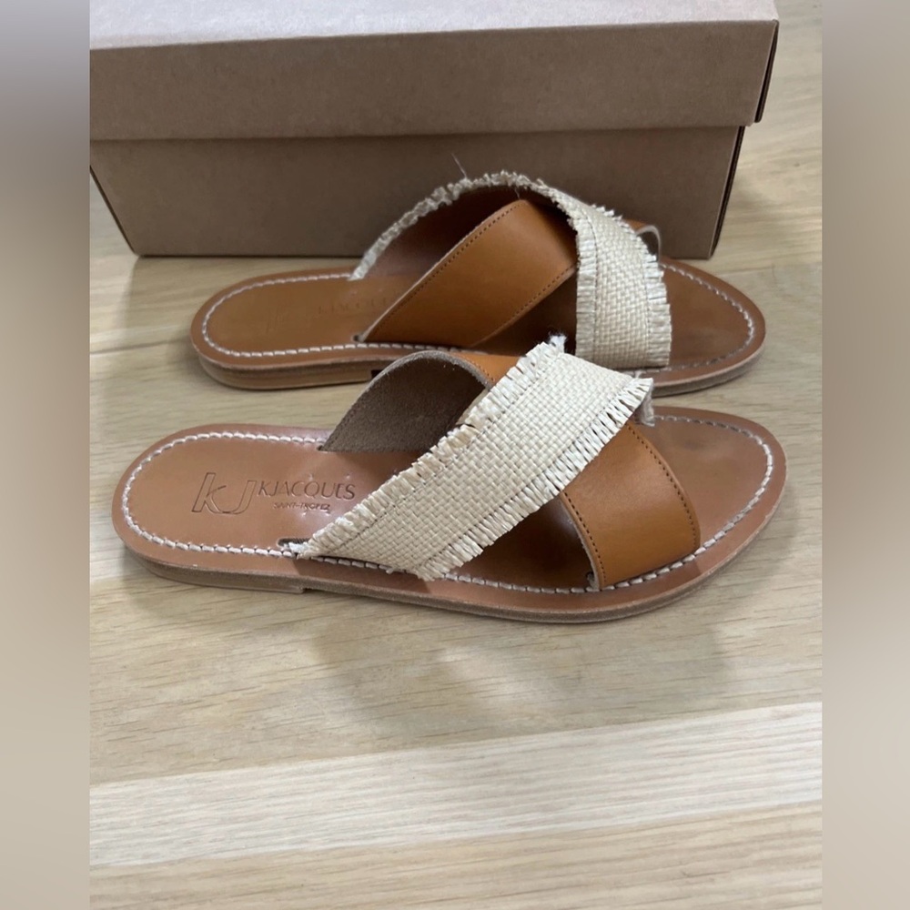 K.Jacques Temilola F Raffia Miel (Honey) CF Sandals, Women’s Size 8
